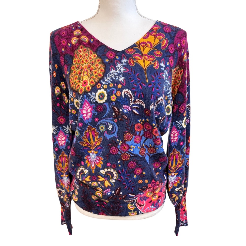 TALBOTS NWT Cashmere Dark Floral Sweater M Paisley Luxury Romantic Artsy New